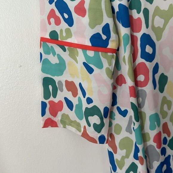 Summersalt The Cloud 9 Silky Button Front Multi Cheetah Leopard Shirt Top XS - Picture 6 of 8